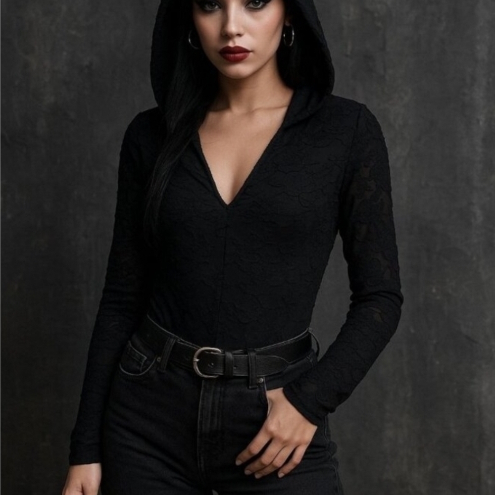 Savage X Fenty Black Fitted Long Sleeve Bodysuit Sz XL NEW WITH TAGS